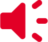 Red megaphone icon with sound waves