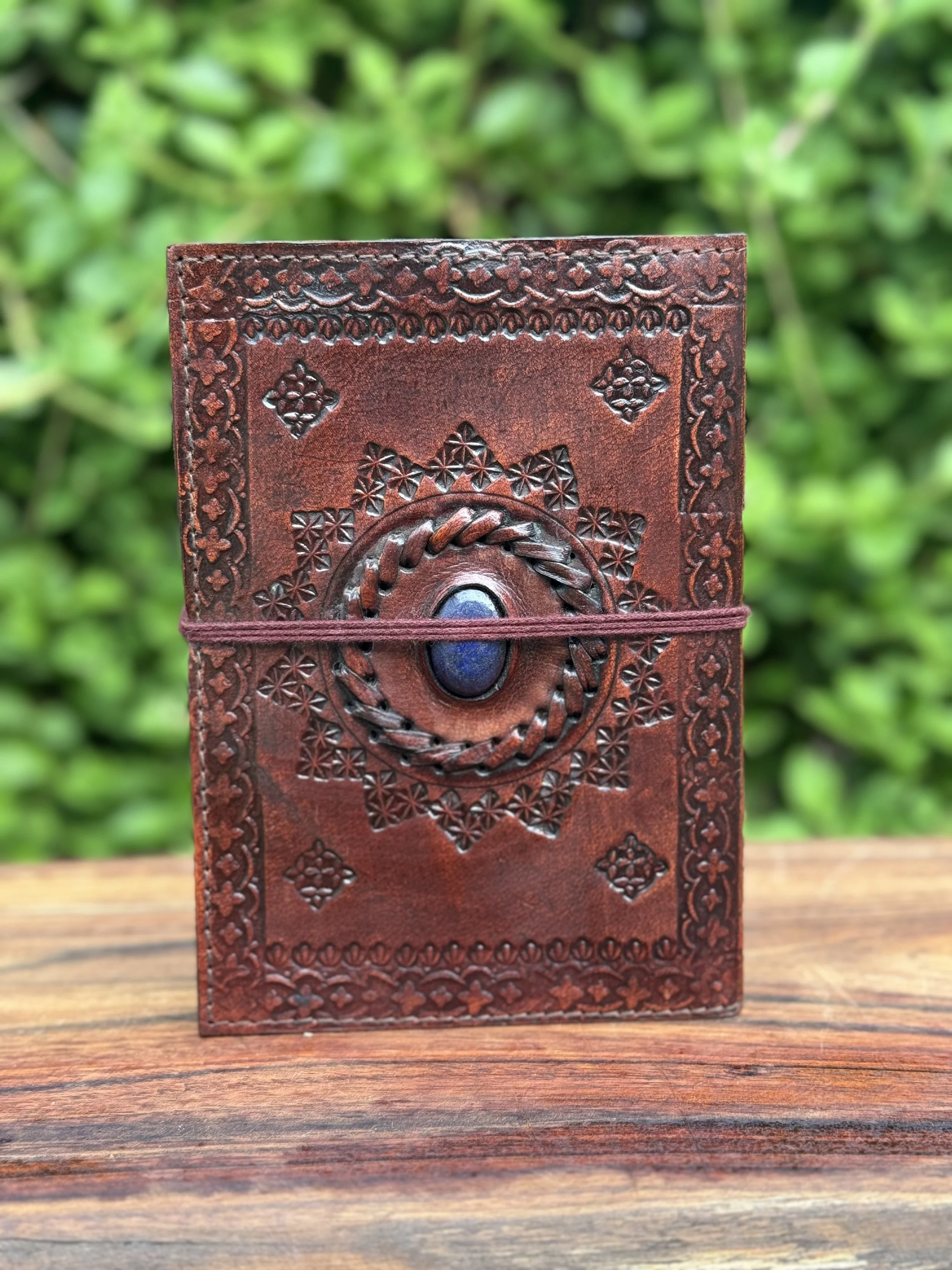Leather Journal with Lapis Lazuli
