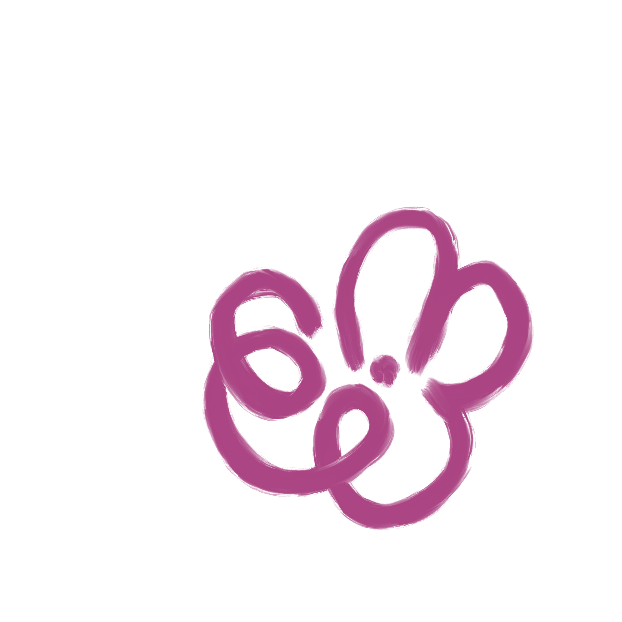 An abstract graphic flower purple, pink, and red curves on a black background.