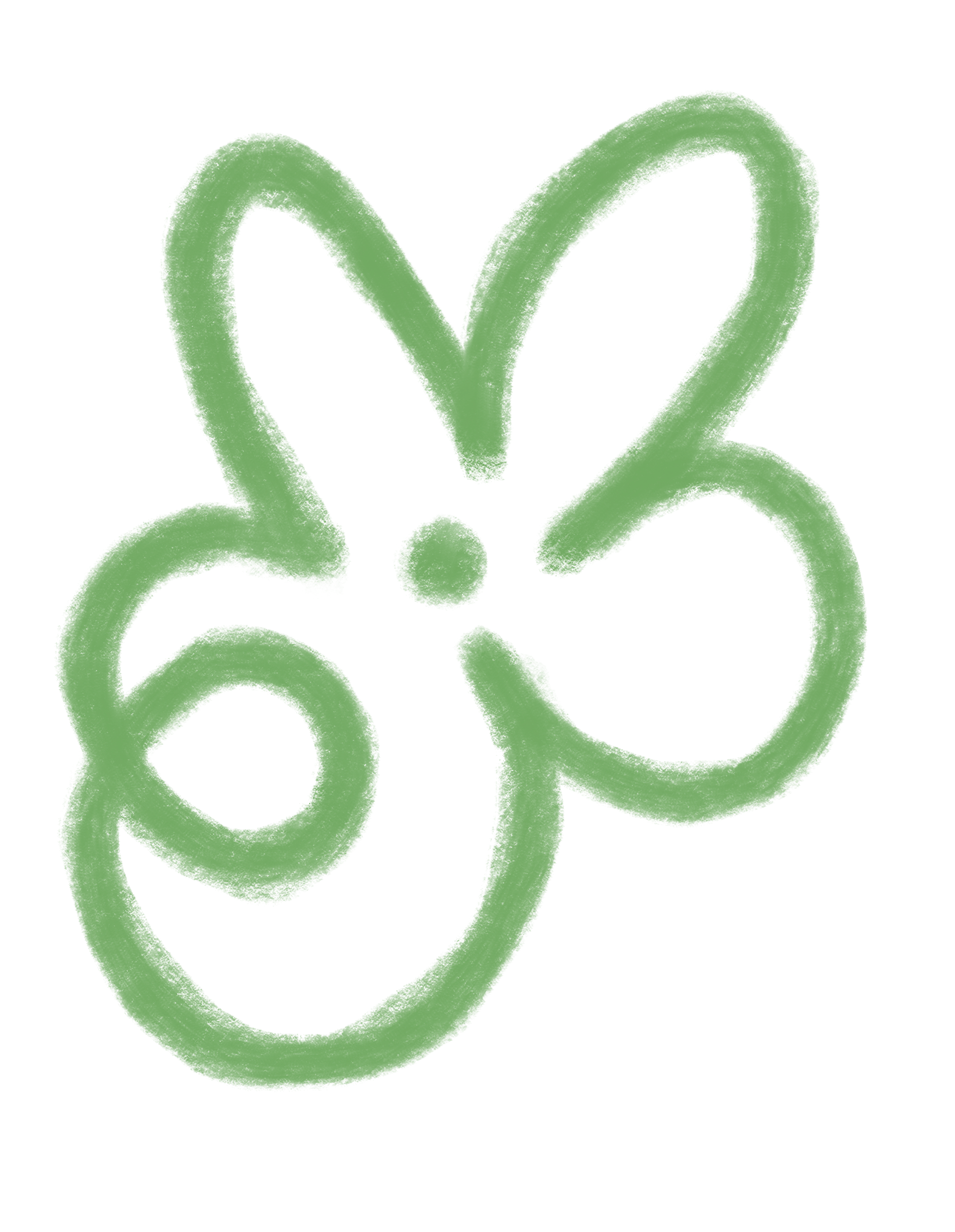 Green flower and flower-shaped design on a black background.