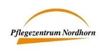 Logo for Pflegezentrum Nordhorn with a curved gold line above and an orange underline beneath the text