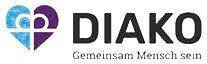 Logo with the word 'DIAKO' and a graphic of a heart with a cross inside it.