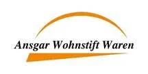 Logo with an orange curved line above the black text 'Ansgar Wohnstift Waren'