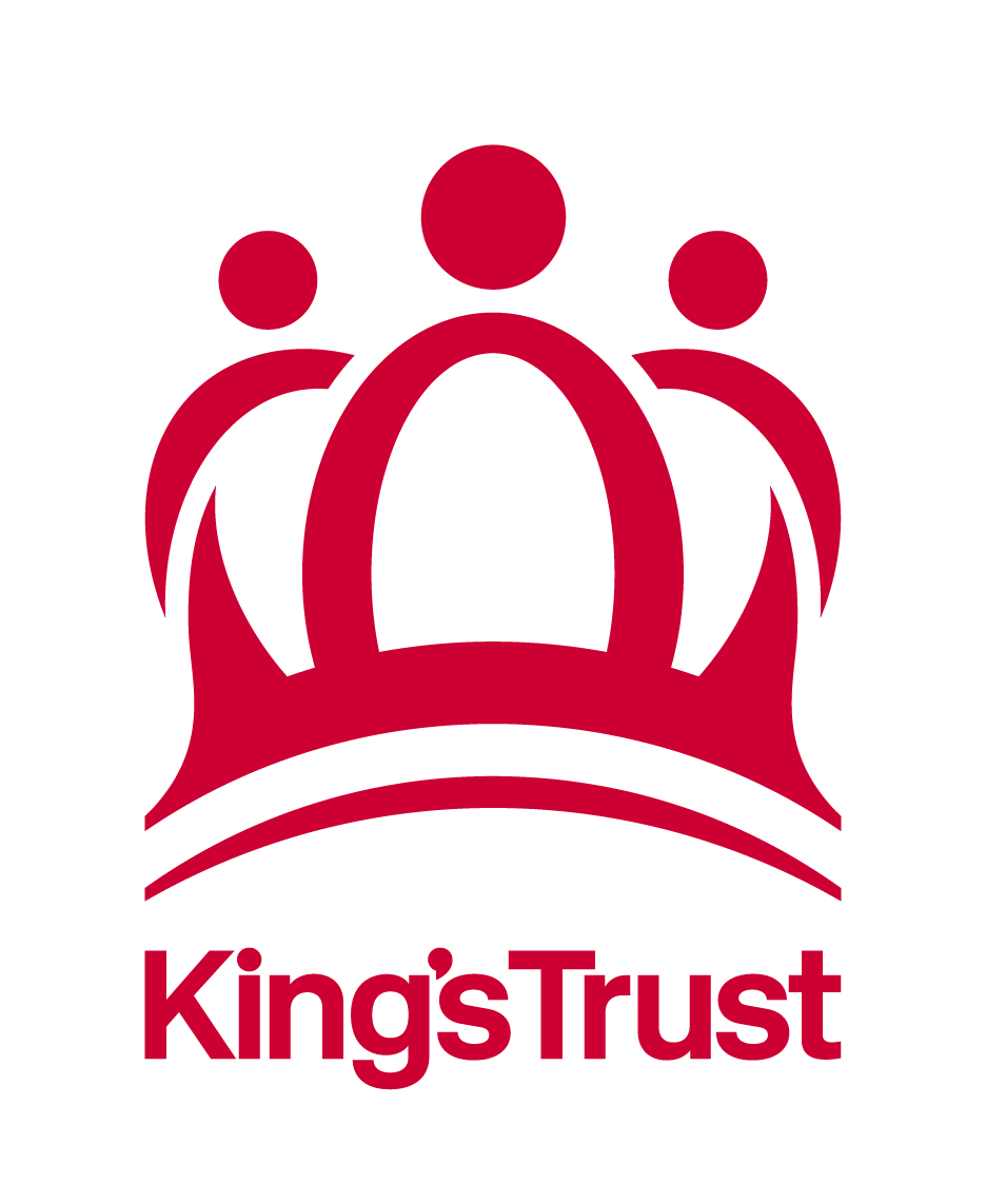 A logo featuring a stylized maroon crown with three circular points and scrolls, with the words "King's Trust" beneath it.