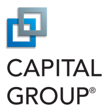 Logo of Capital Group featuring interlocking blue, gray, and black geometric shapes above the company name in black text.