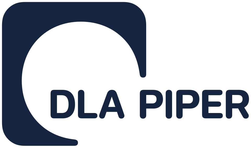 Logo with a stylized pipe and the text 'DLA PIPER'
