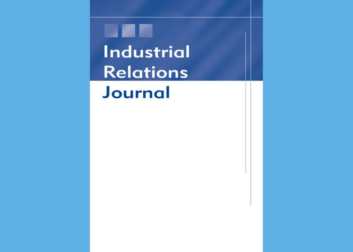 Cover page of an 'Industrial Relations Journal' with a blue and white design.