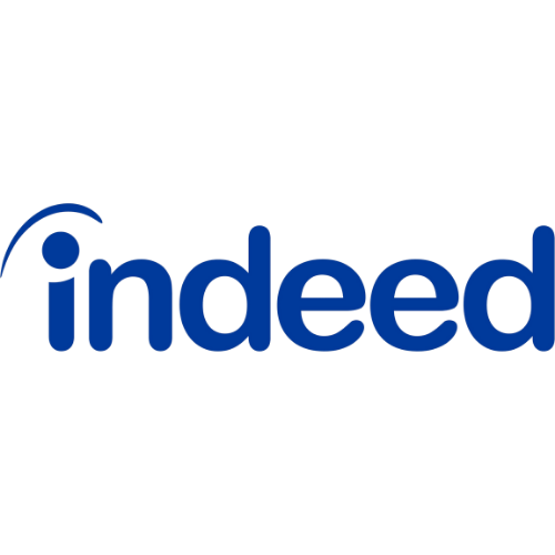 Logo of the job search website Indeed, with a stylized blue arrow above the word 'indeed' in bold blue lowercase letters.