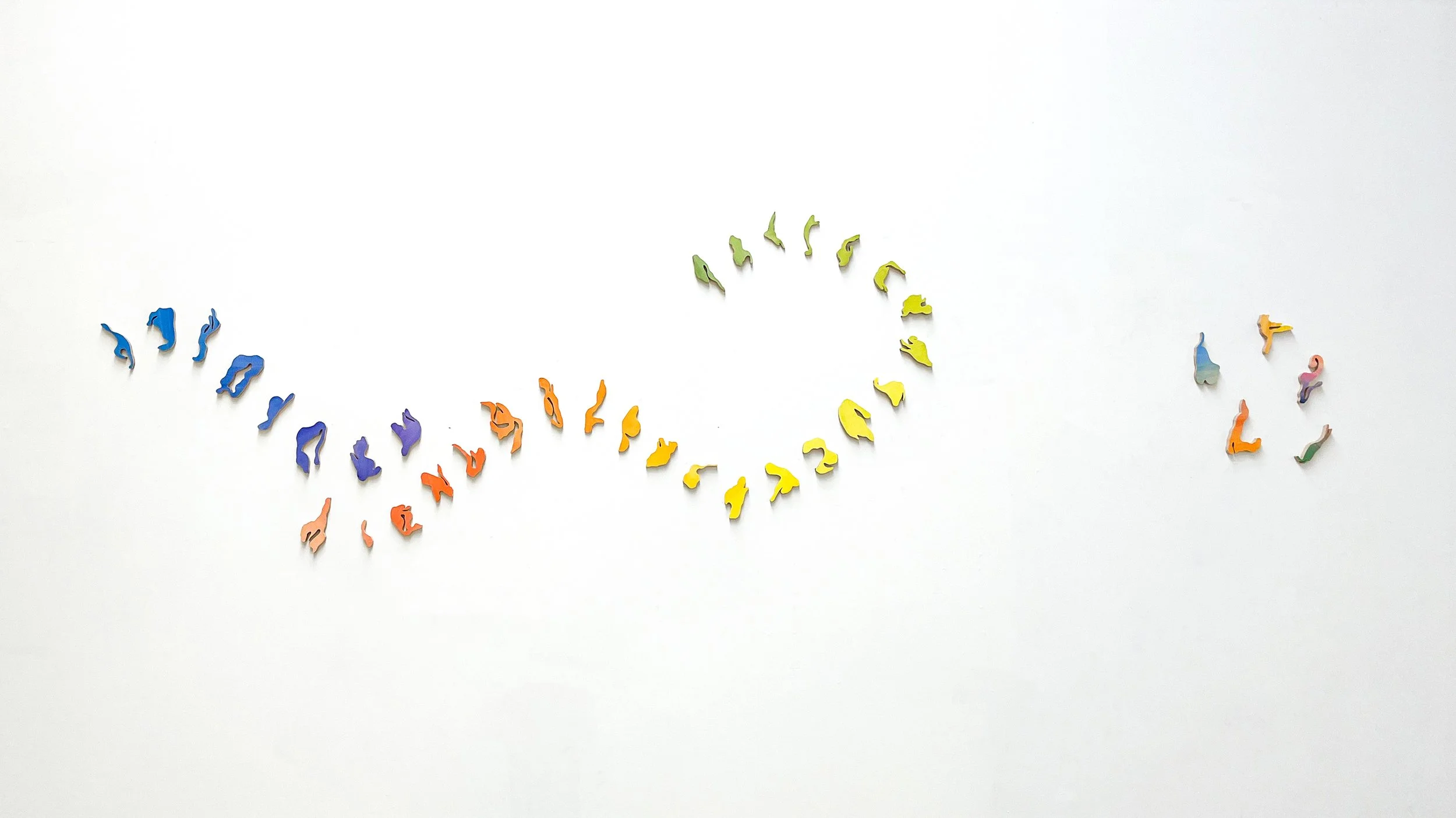 NUMEM Alphabet and Numbers. Acrylic on paper and wood, 120x250x2,5cm , 2024.