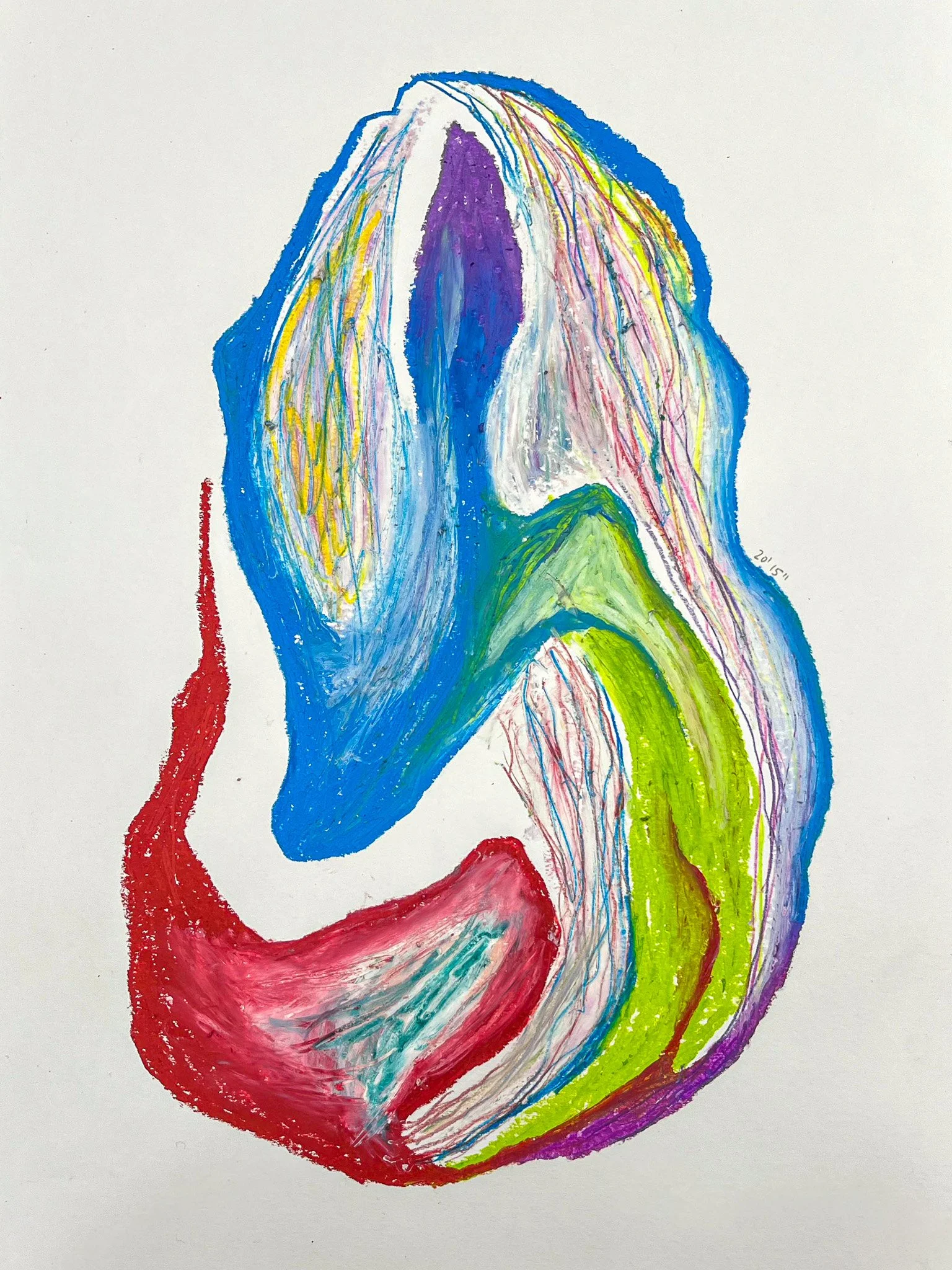 20'15''. Oil pastel and pencil on paper, 40x30, 2025.