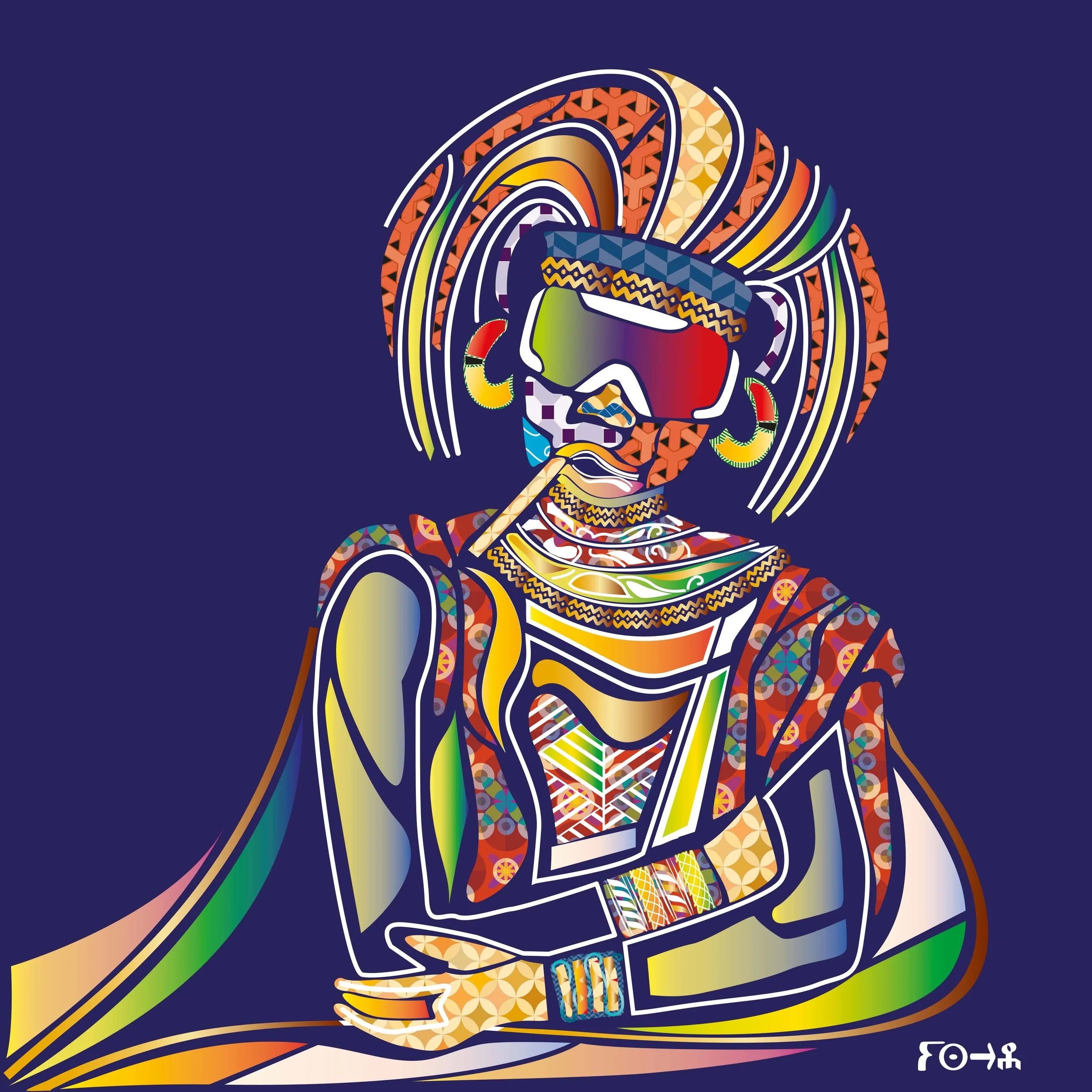 Afa Faty Art Numérique - Matrice digitale Full HD et design graphique haute résolution. Concept Afreeca Pop, ADN numérique pour certification NFT et traçabilité Blockchain.