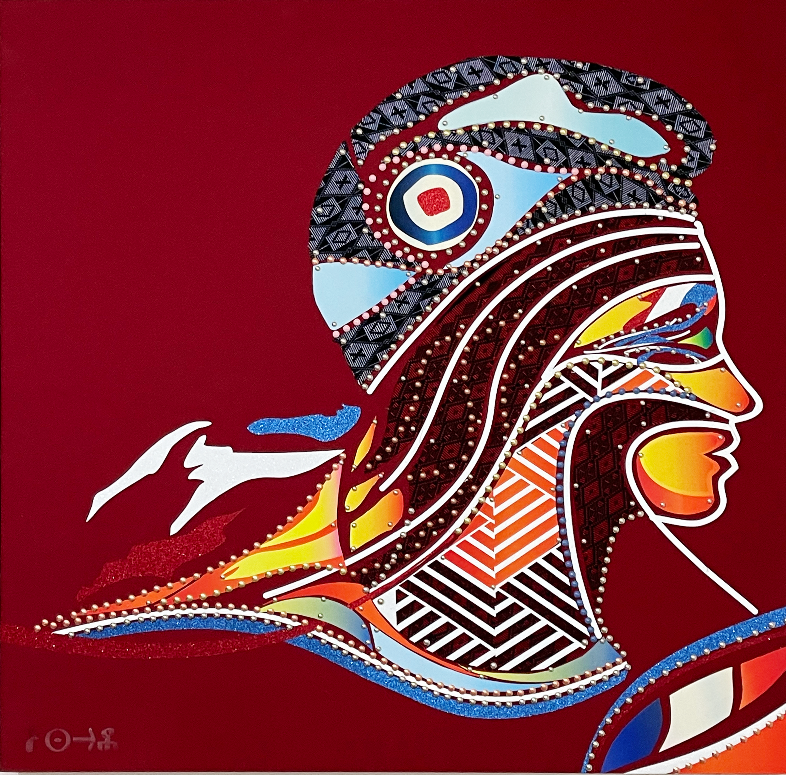 Une oeuvre d'art originale intitulé Waliane Marianne France, Afa Faty Art for Artefacts - Œuvre originale sans peinture, mélange d'étoffes tissées d'Afrique de l'Ouest, films polyuréthane et clous tapissiers. Art contemporain africain Afreeca Pop.