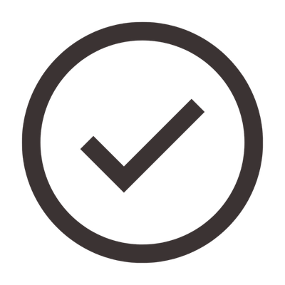 A check mark inside a circle, representing approval.