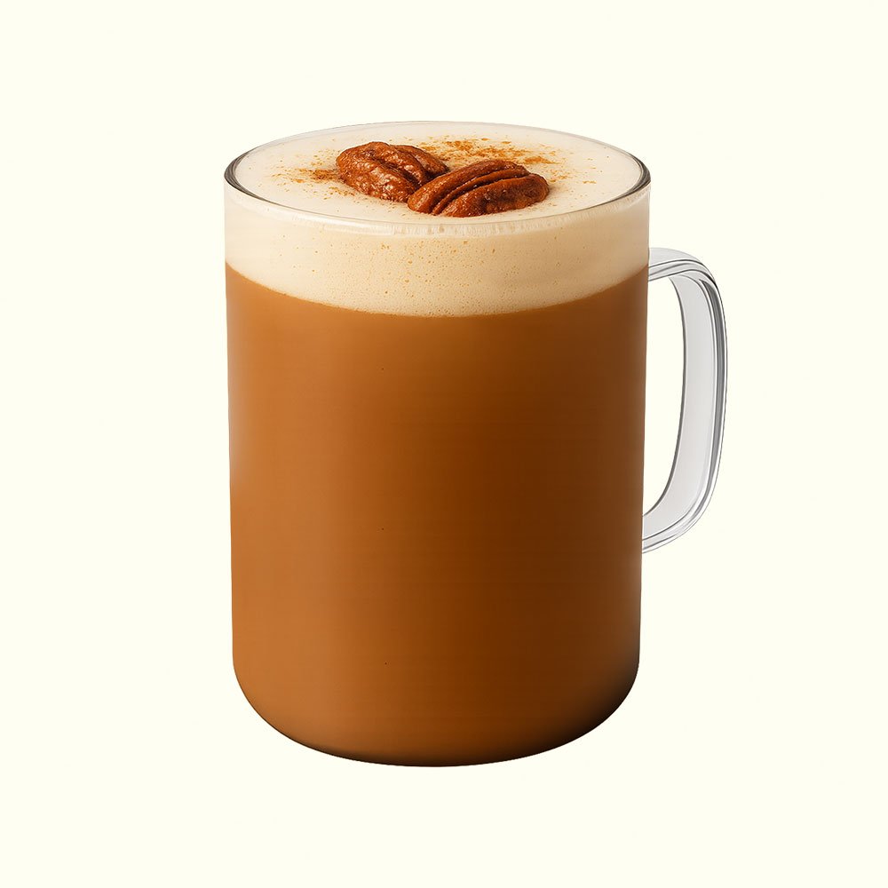 Sweet Praline - Organic espresso, almond milk, vanilla collagen whey protein, cinnamon, organic agave, almond butter, candied pecans. 