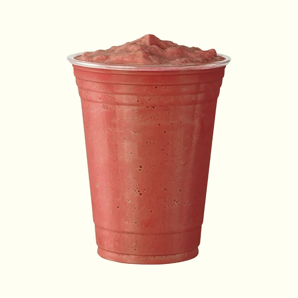 Rejuvenate - Strawberry, mango, banana,
orange juice, agave, organic pitaya, 20g collagen, 19g vanilla whey protein.