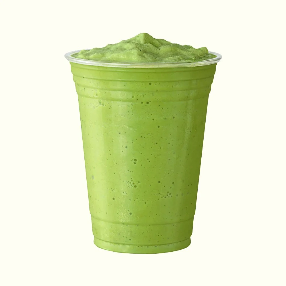 The Hulk - Kale, spinach, banana, almond butter, agave, almond milk.