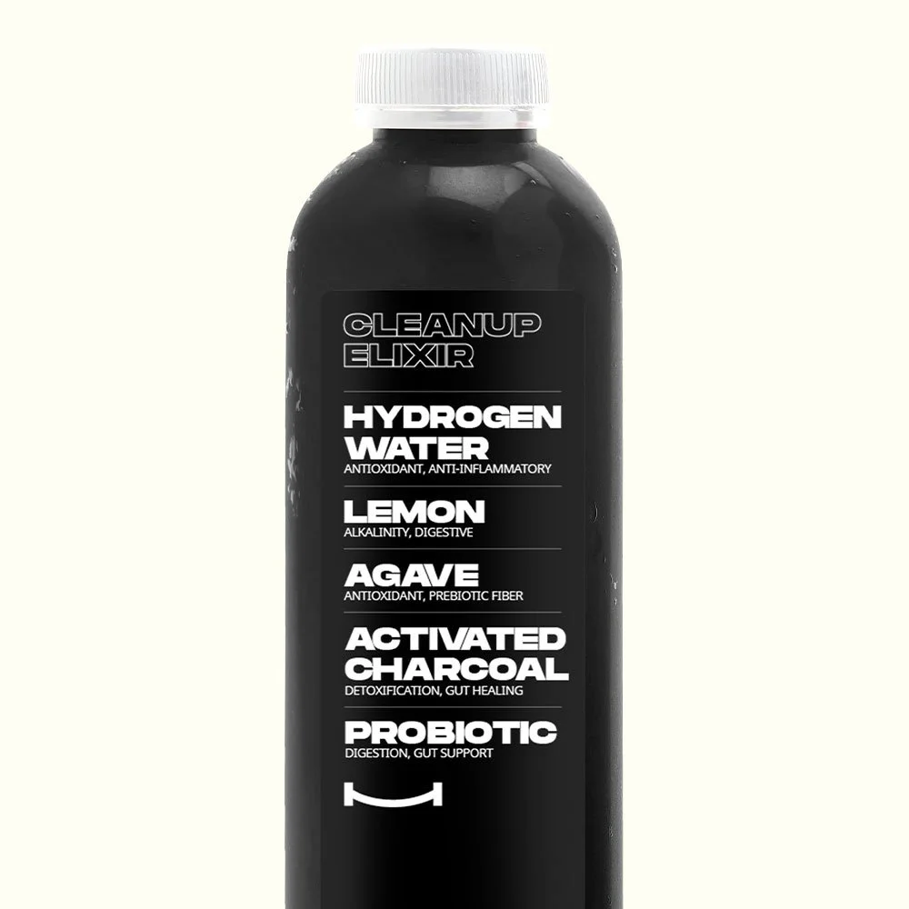CLEANUP ELIXIR - Hydrogen water, Lemon, Agave, Activated Charcoal, Probiotic