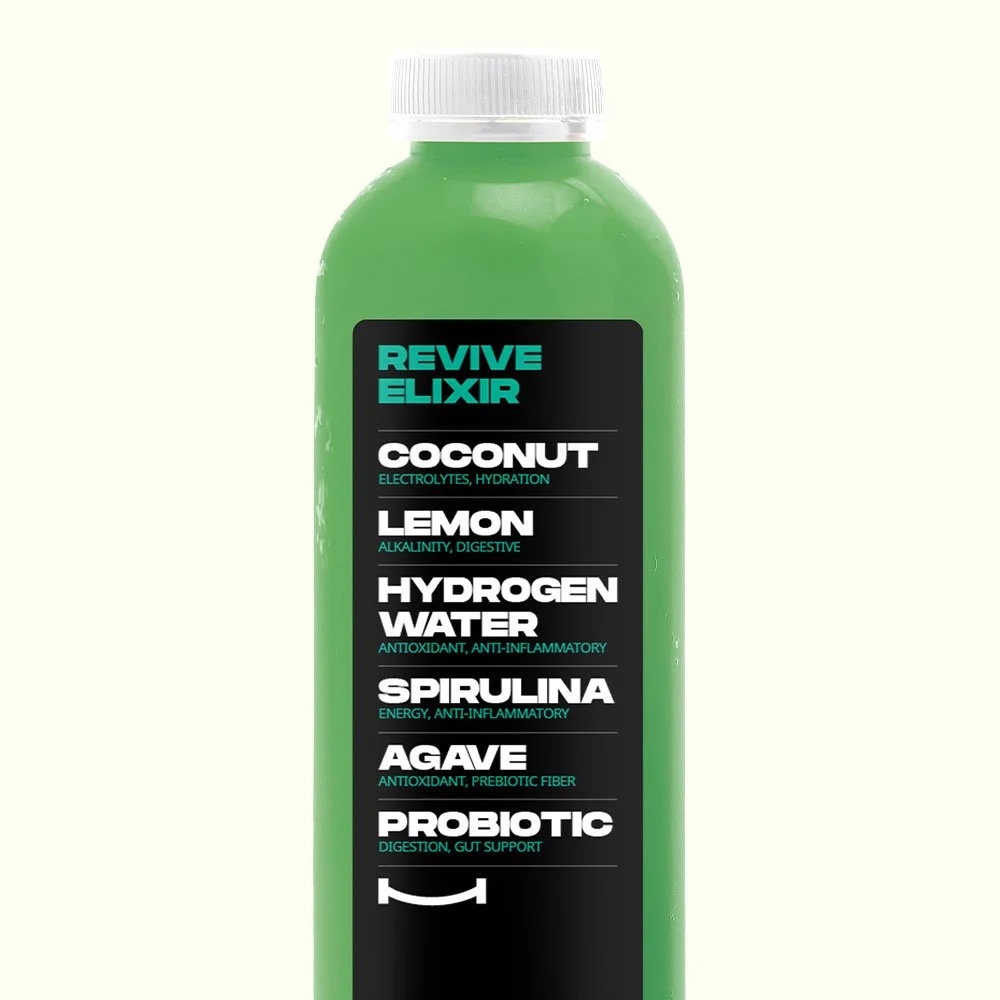REVIVE ELIXIR - Coconut, Lemon, Hydrogen water, Spirulina, Agave, Probiotic