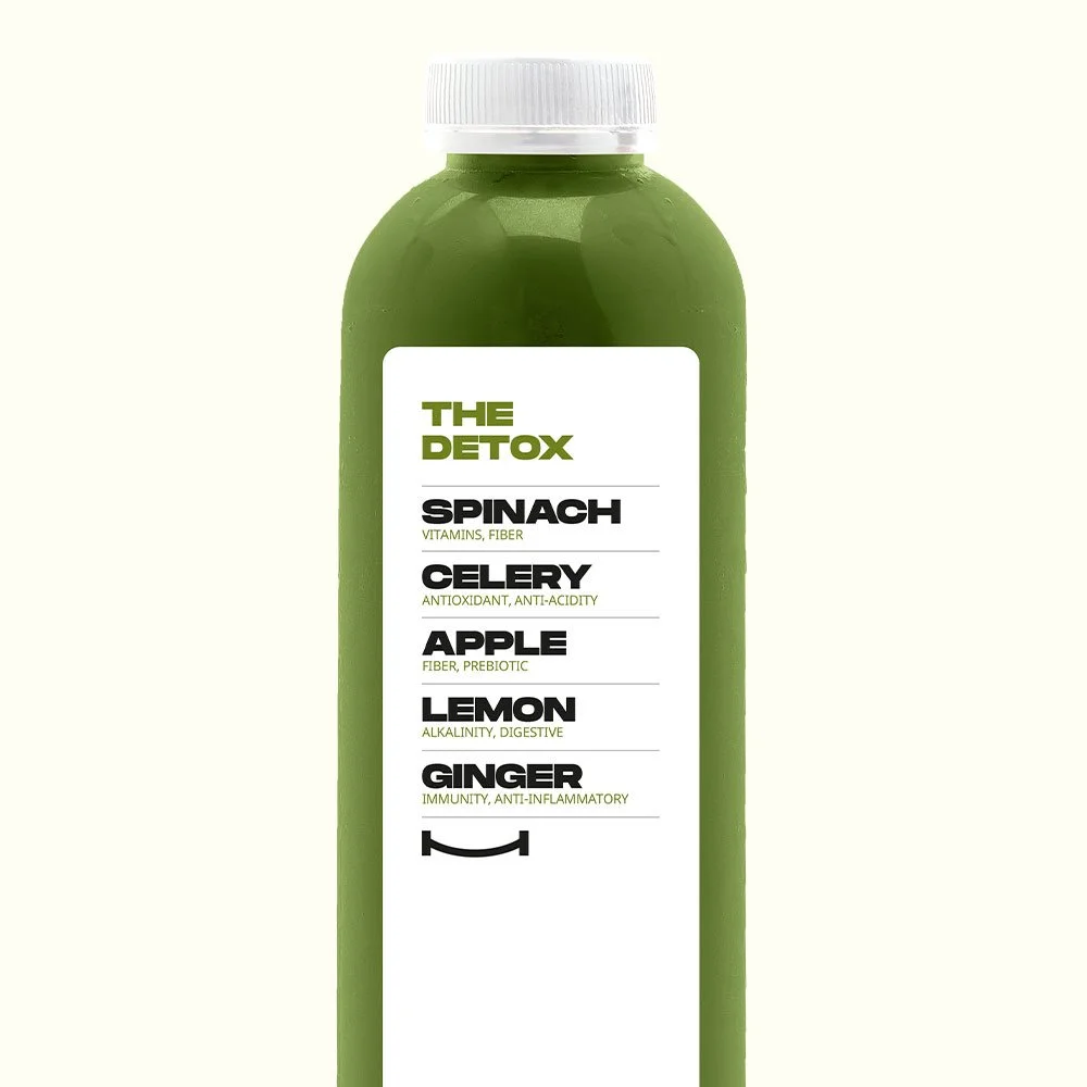 DETOX - Spinach, Celery, Apple, Lemon, Ginger.

Gluten Free 