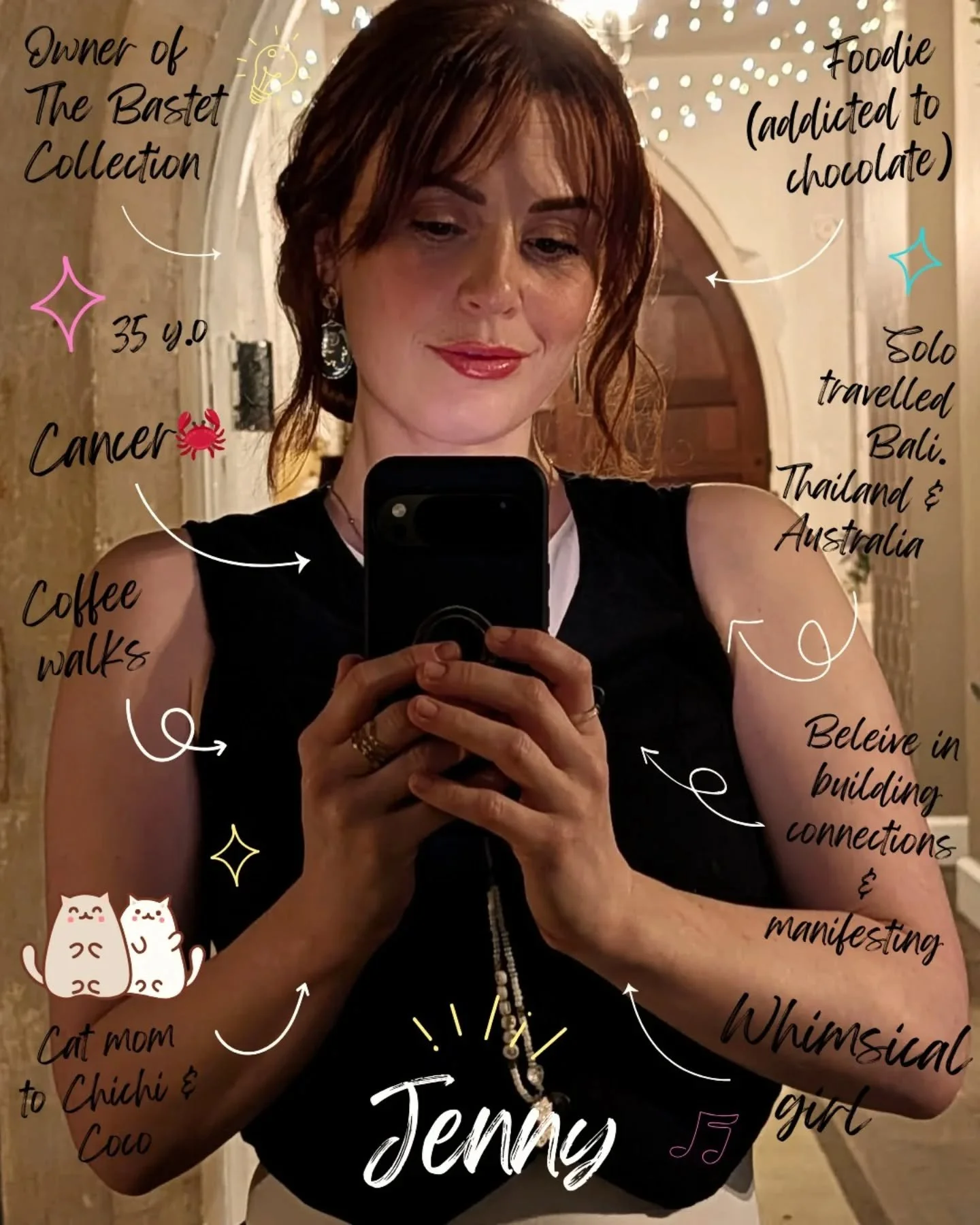 Hi, I&rsquo;m Jenny ✨

A cinematic filmmaker, creative director, entrepreneur, and a slightly whimsical soul who believes the most beautiful stories are the ones you can feel.

I&rsquo;m 35, a proud Cancer ♋ a lover of coffee walks, meaningful conver