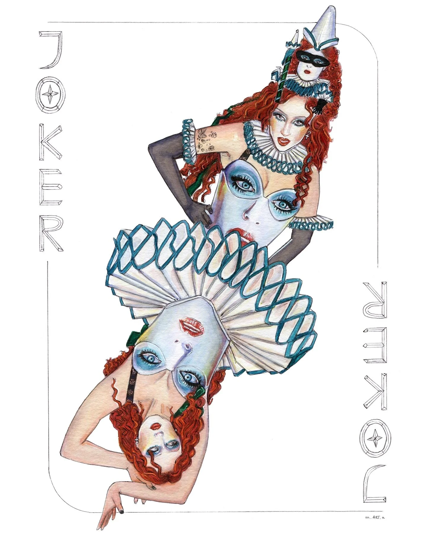 🃏Second Joker card complete. Which outfits should I choose for Kings and Jack playing cards? 🧐 
P.S. fourth slide is me scanning every step of the process 👀 
#chappellroan #chappellroanart #chappellroanfanart