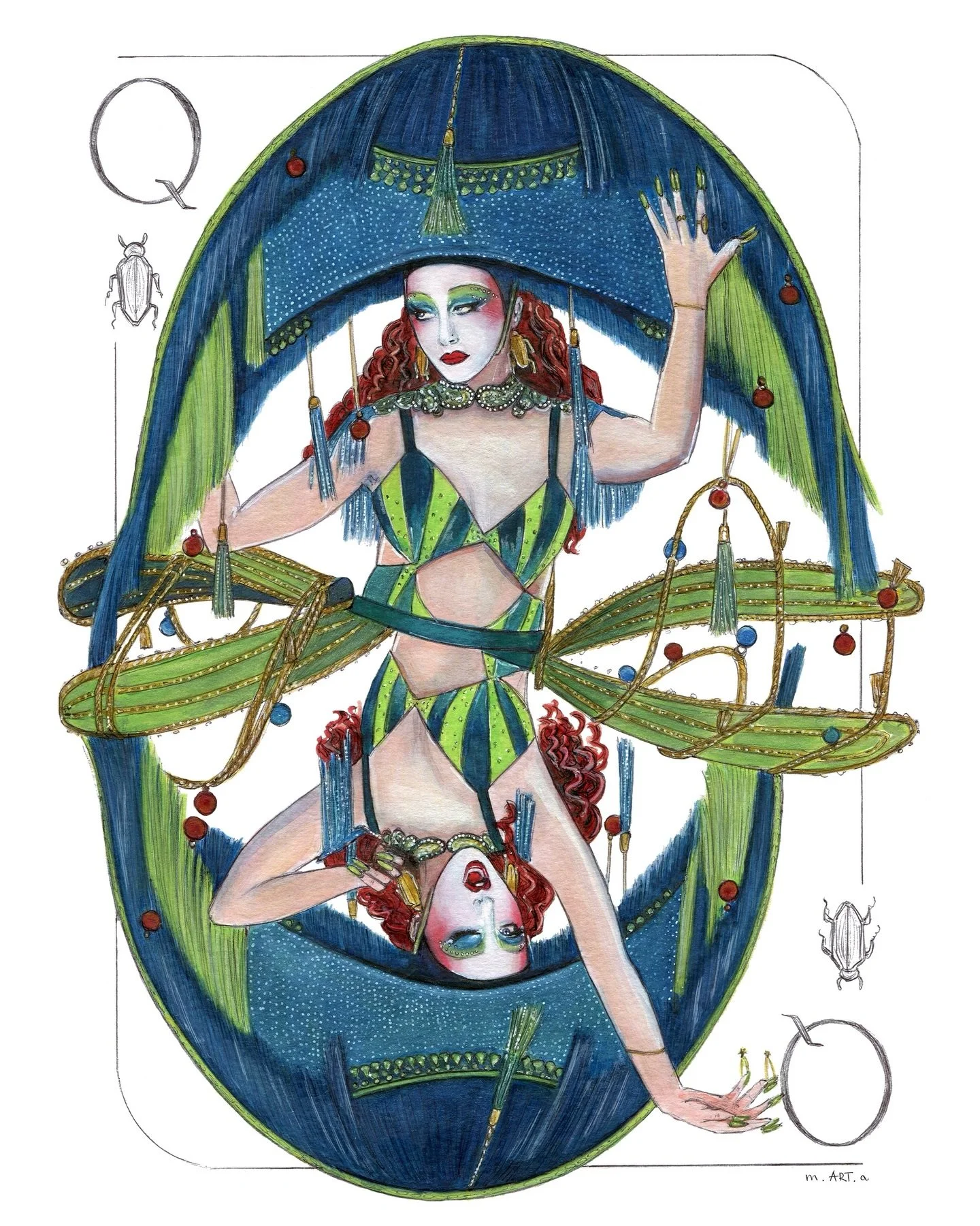 I feel I could draw this costume over and over again, it&rsquo;s that inspiring. 🪲 This time around, however, I am not satisfied with the end result, even though it was a joy to paint. What should I draw next? 🧚🏻 #chappellroan #chappellroanfanart 