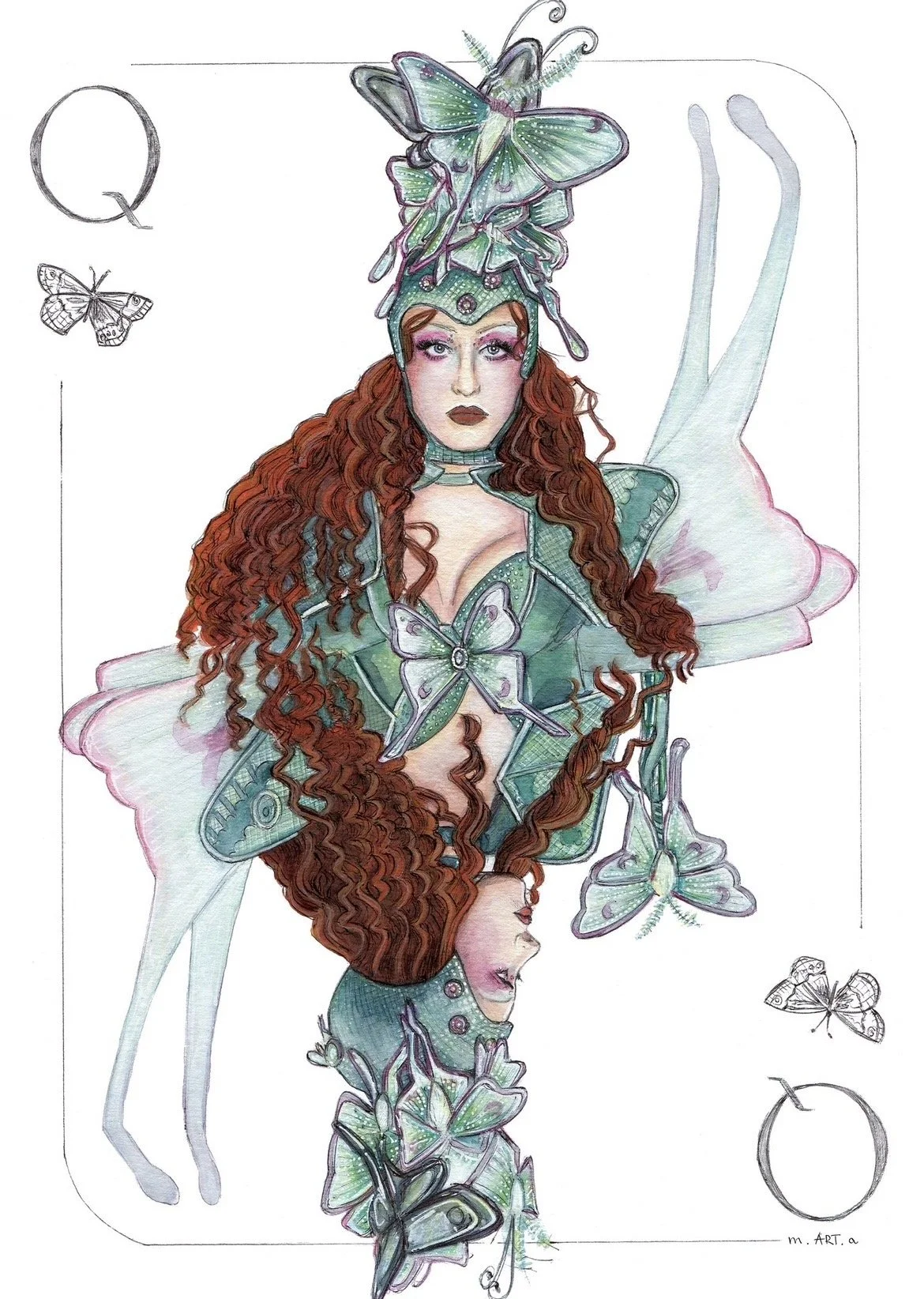 Luna Moth Queen playing card