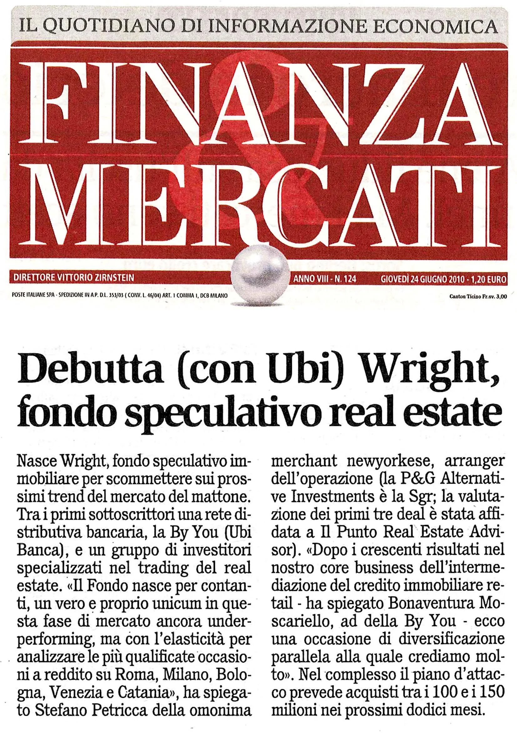 IL PUNTO advisor del Fondo Wright di P&G SGR