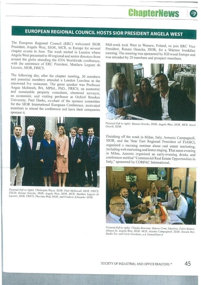 SIOR Professional Report – European Regional Council Hosts President Angela West