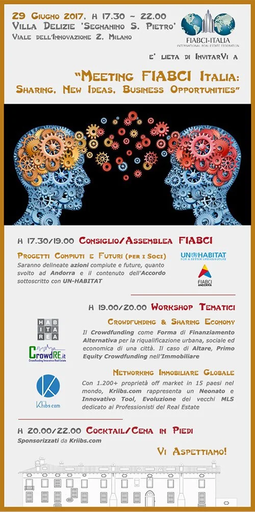 INVITO a “Meeting FIABCI Italia: Sharing, New Ideas & Business Opportunities” con Cocktail e Cena – 29.06, Milano