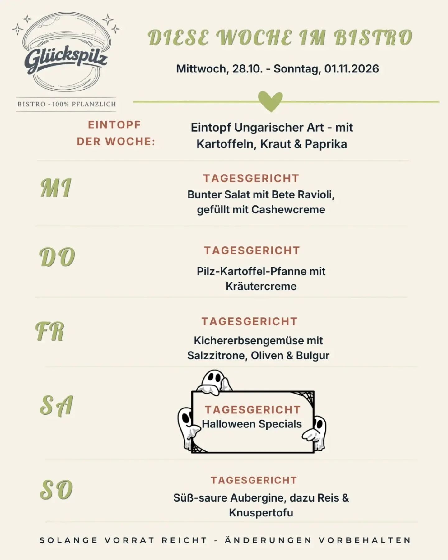 Und hier unsere neue Wochenkarte 💚 wir freuen uns auf euch!

#gl&uuml;ckspilz #rheinsberg #veganindeutschland #pflanzlich #brandenburgvegan