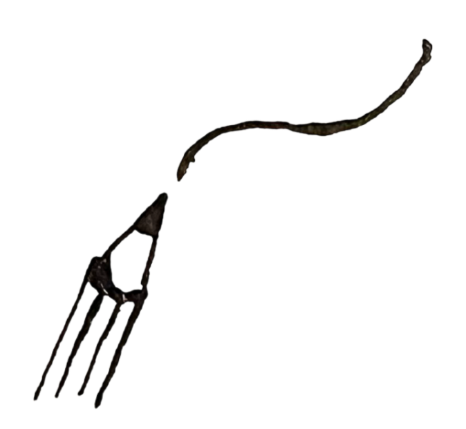 Illustration of a hand with a needle and thread sewing a gray surface.
