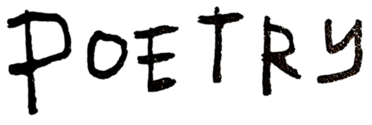 Close-up of chocolate letters spelling 'Poetry' on black background.