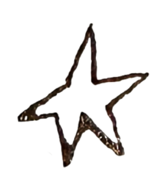 A hand-drawn star with uneven lines and a dark outline.