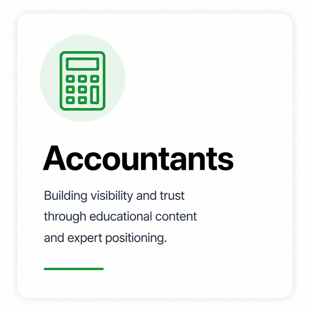 Text and icon representing accountants building visibility and trust through educational content and expert positioning.