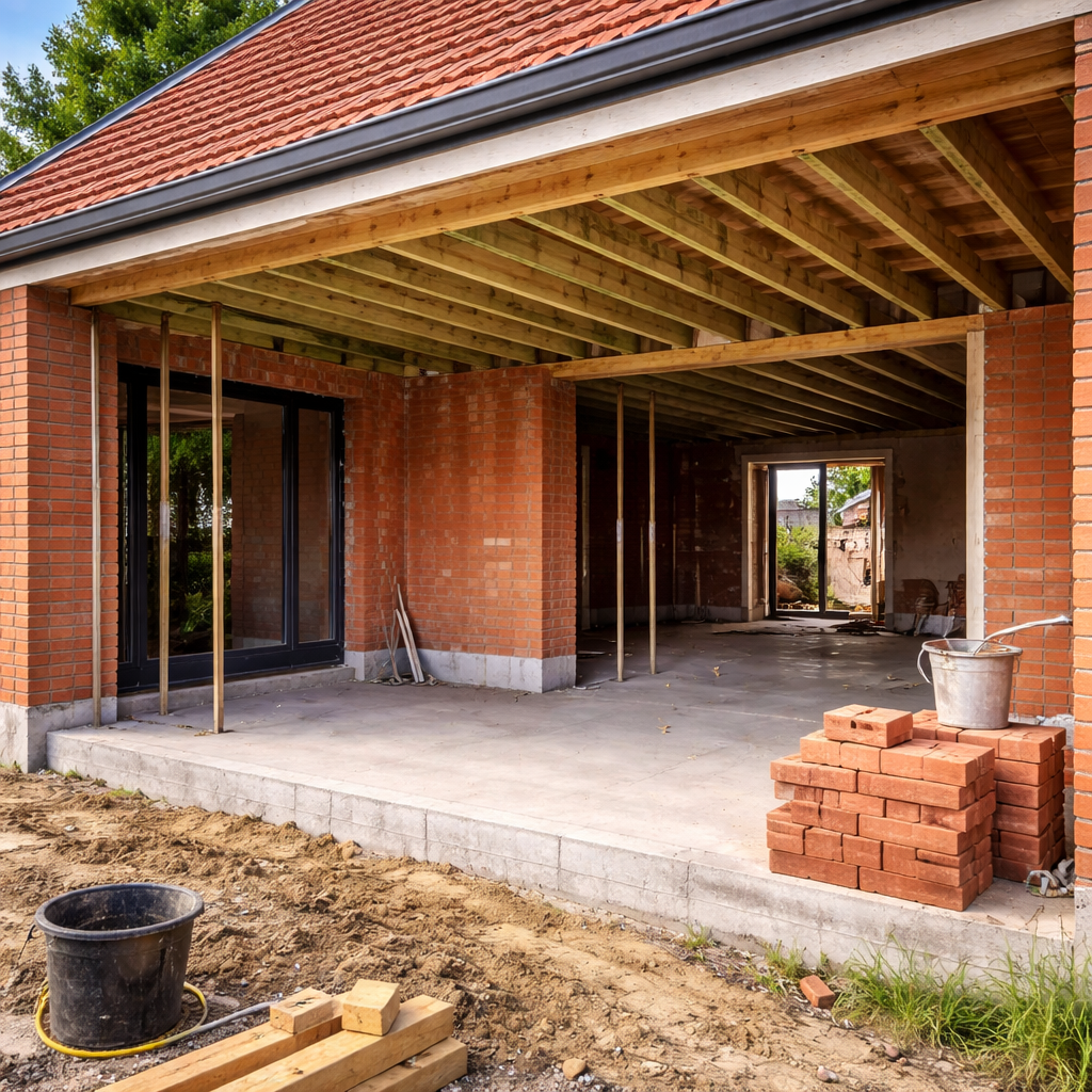 Ruwbouwwerken bij renovatieproject van woning in België – bouwproject begeleid door SOMA Projects.
