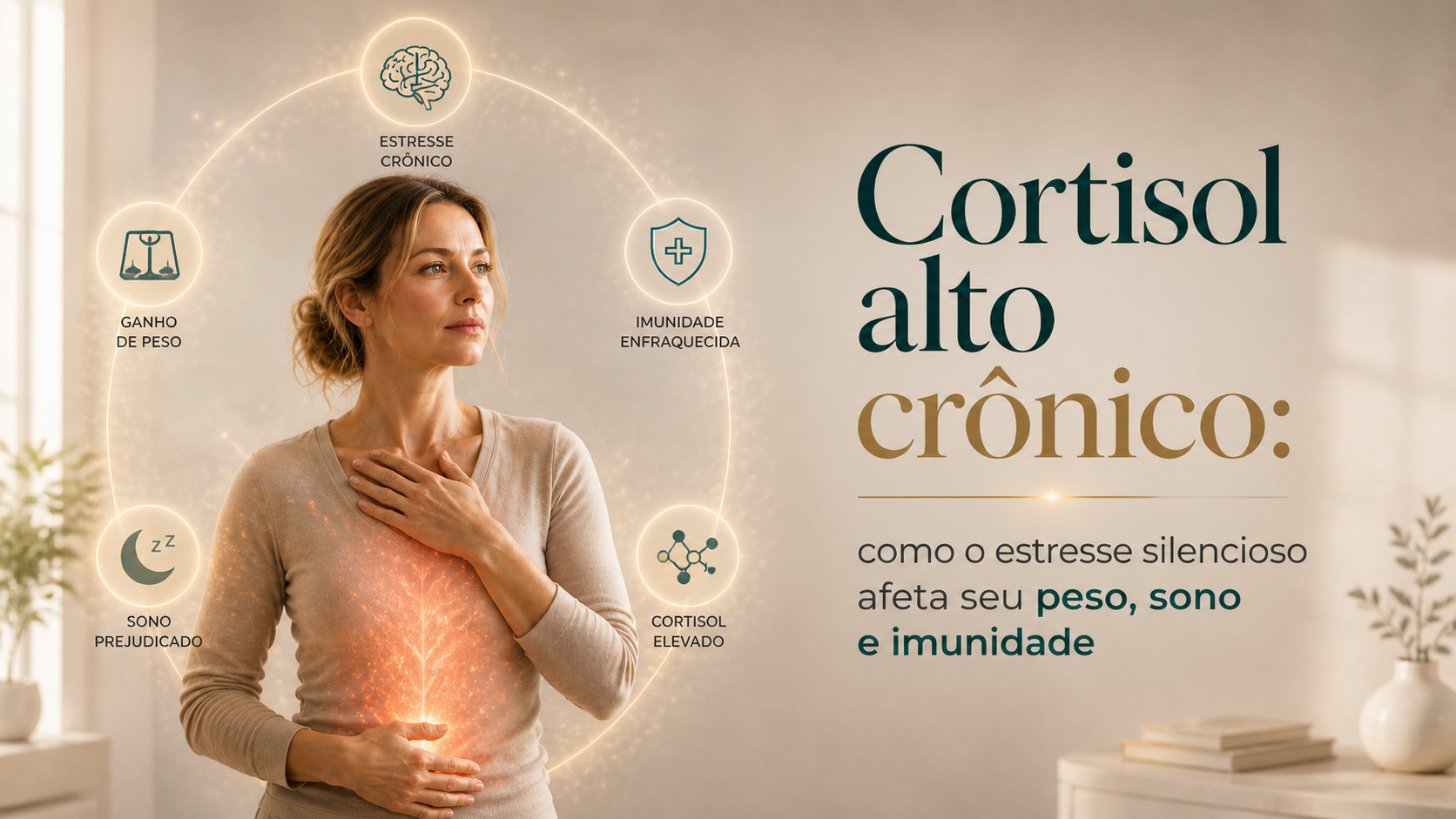 Cortisol alto crônico: como o estresse silencioso afeta seu peso,
sono e imunidade
