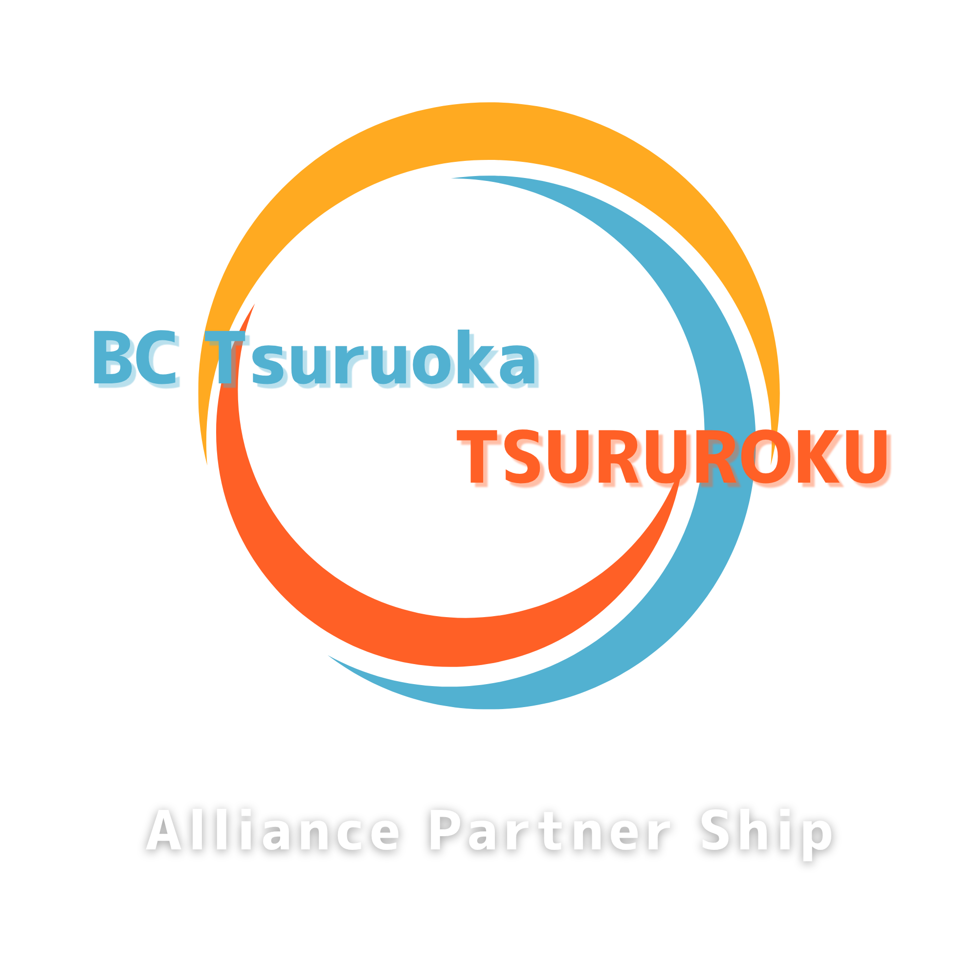 青と赤の文字で書かれたロゴ、中央に円形のグラフィック。下に英語で「Alliance Partner Ship」と書かれている。