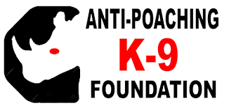 Anti-poaching K-9 Foundation logo with a black dog silhouette and red and black text