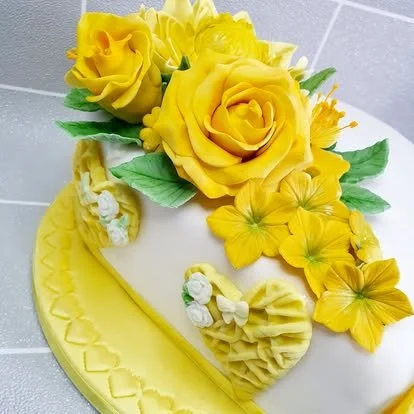 Yellow buttercream floral birthday cake Merely Janes Cakes