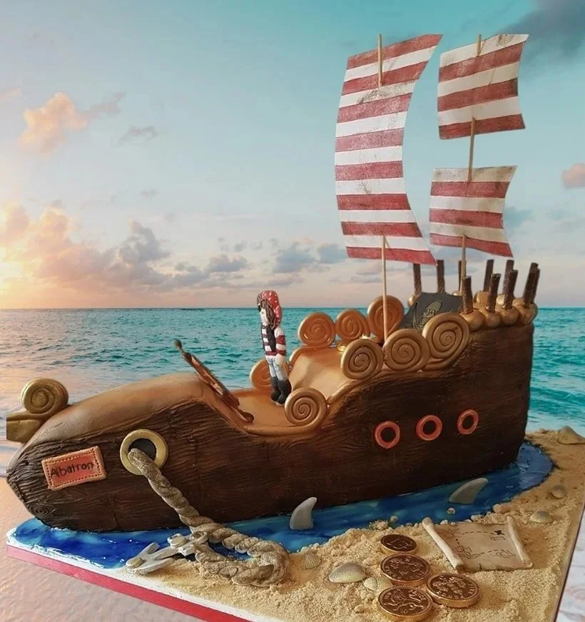 pirate ship kids custom cake merely jane's cakes