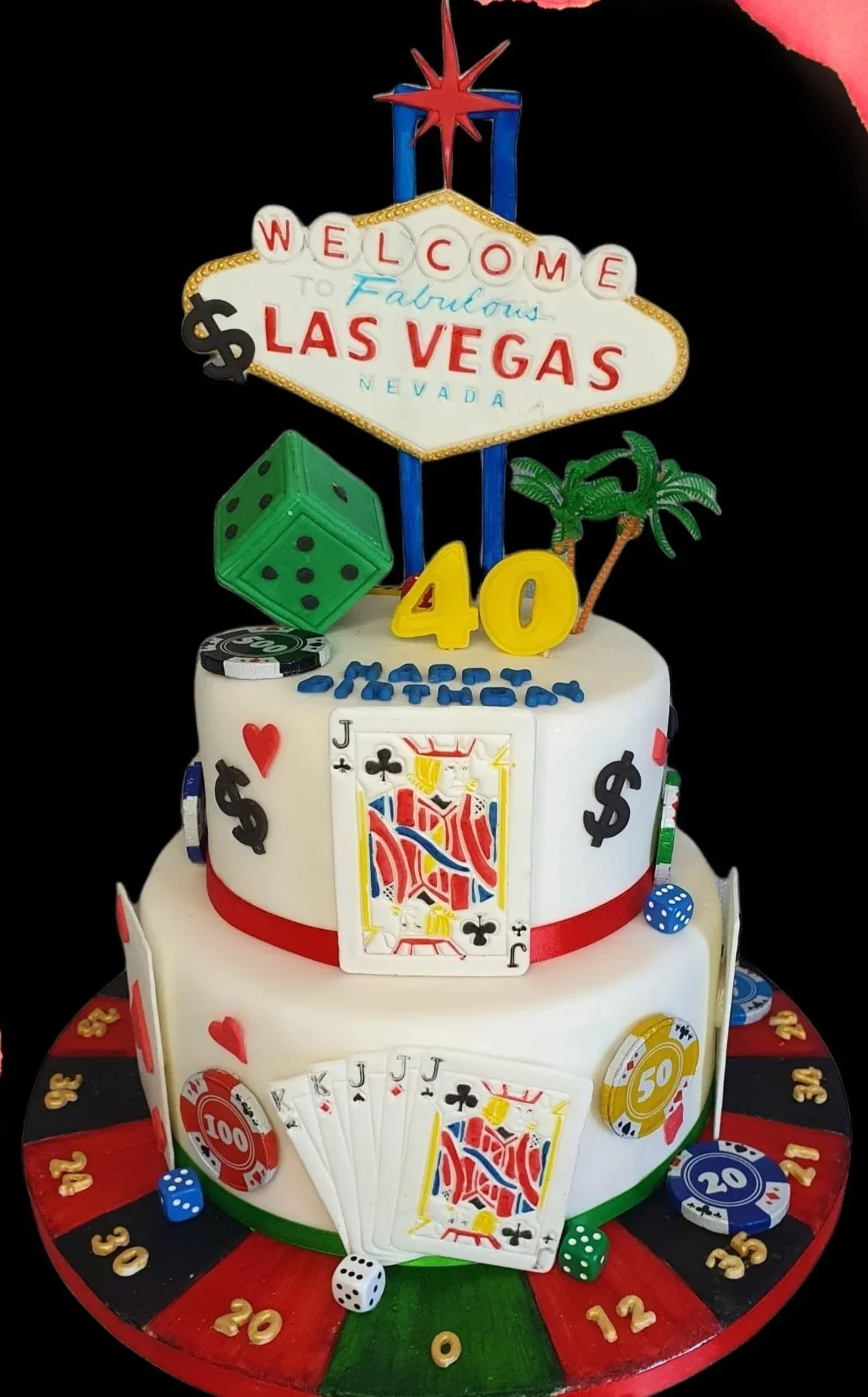Vegas themed  3 tiercustom wedding cake margate thanet merely jane's cakes