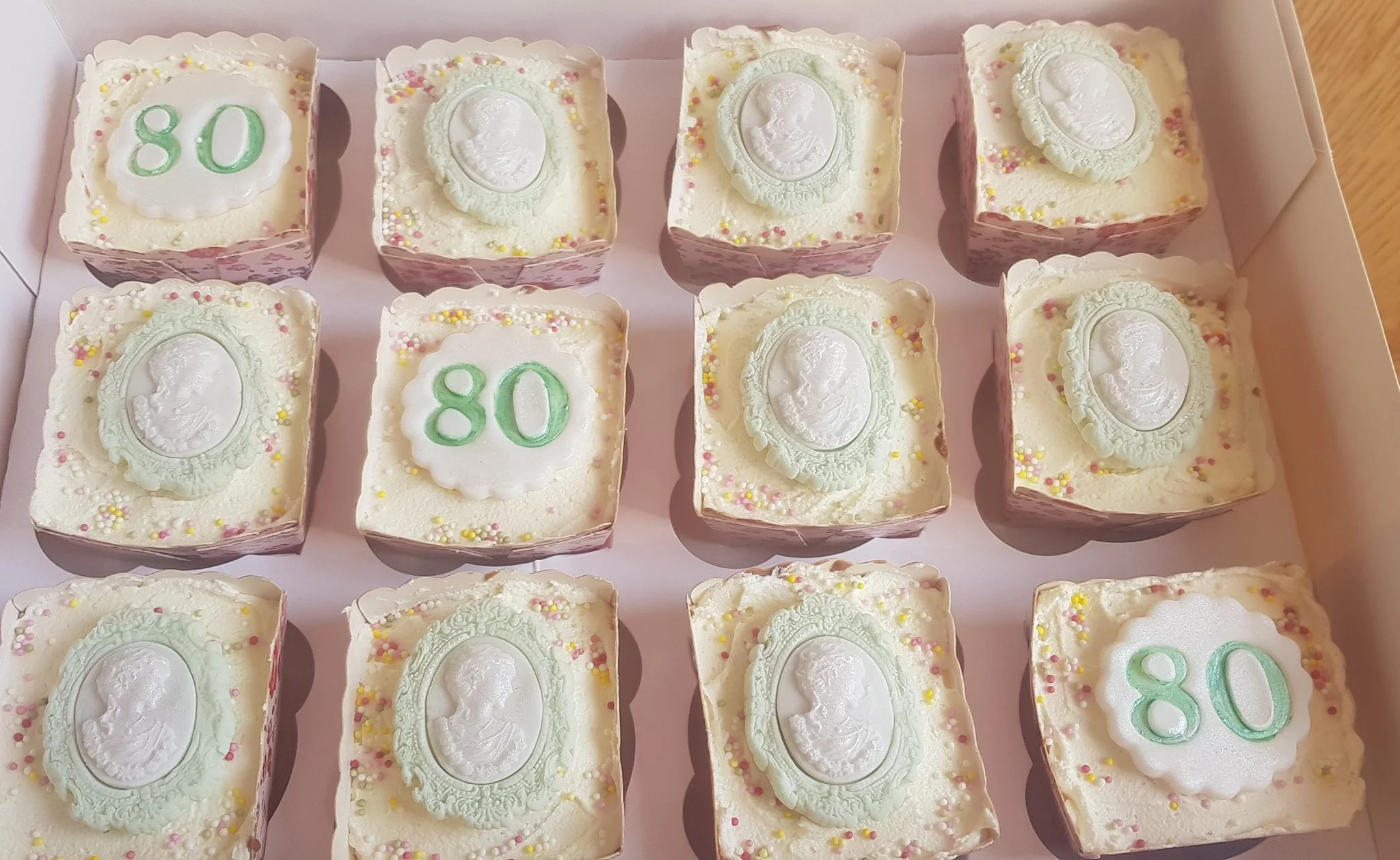 80th birthday stamp queen regal custom cupcakes Merely Jane's Cakes Margate