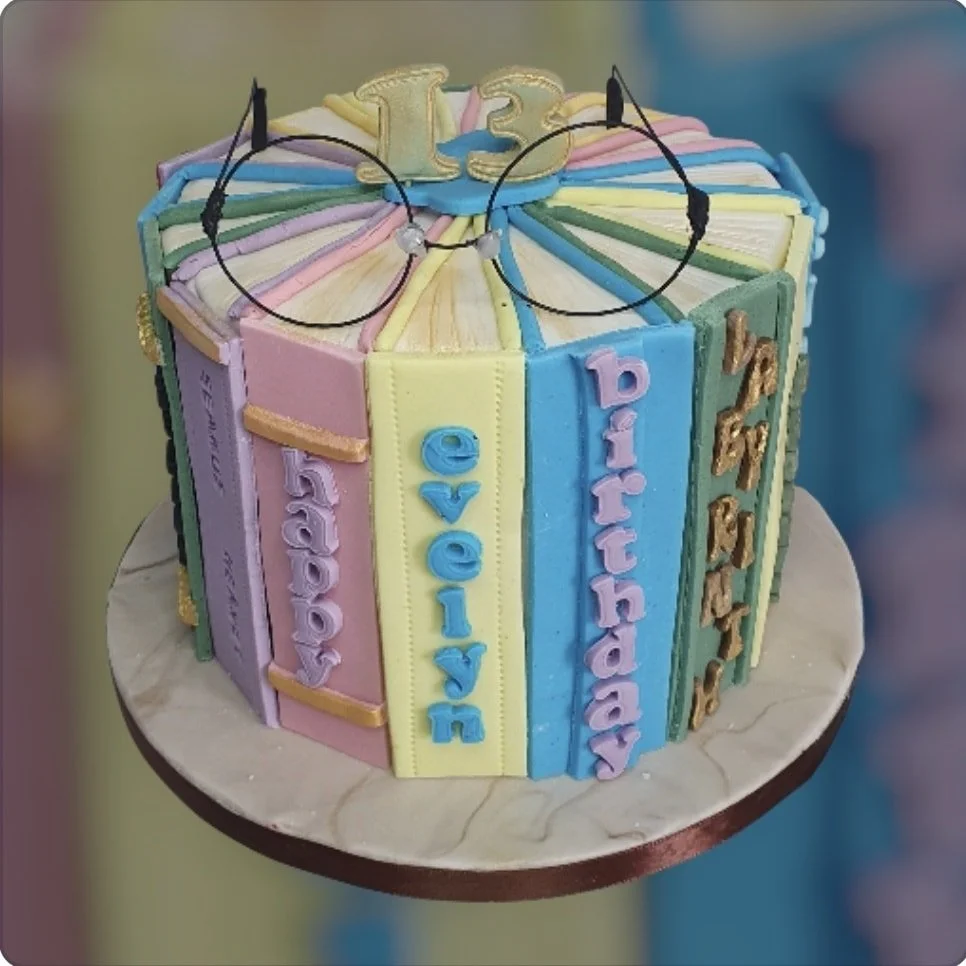 book glasses birthday cake Merely Janes Cakes
