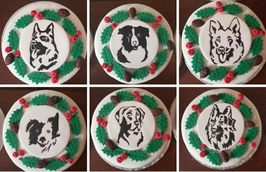 hand painted dog christmas custom cupcakes Merely Jane's Cakes Margate
