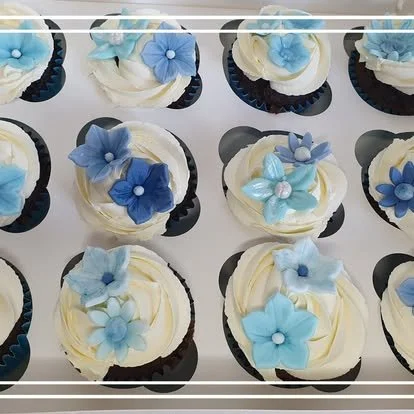blue floral custom cupcakes Merely Jane's Cakes Margate
