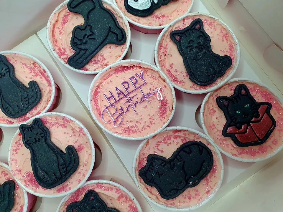 black cat birthday custom cupcakes Merely Jane's Cakes Margate