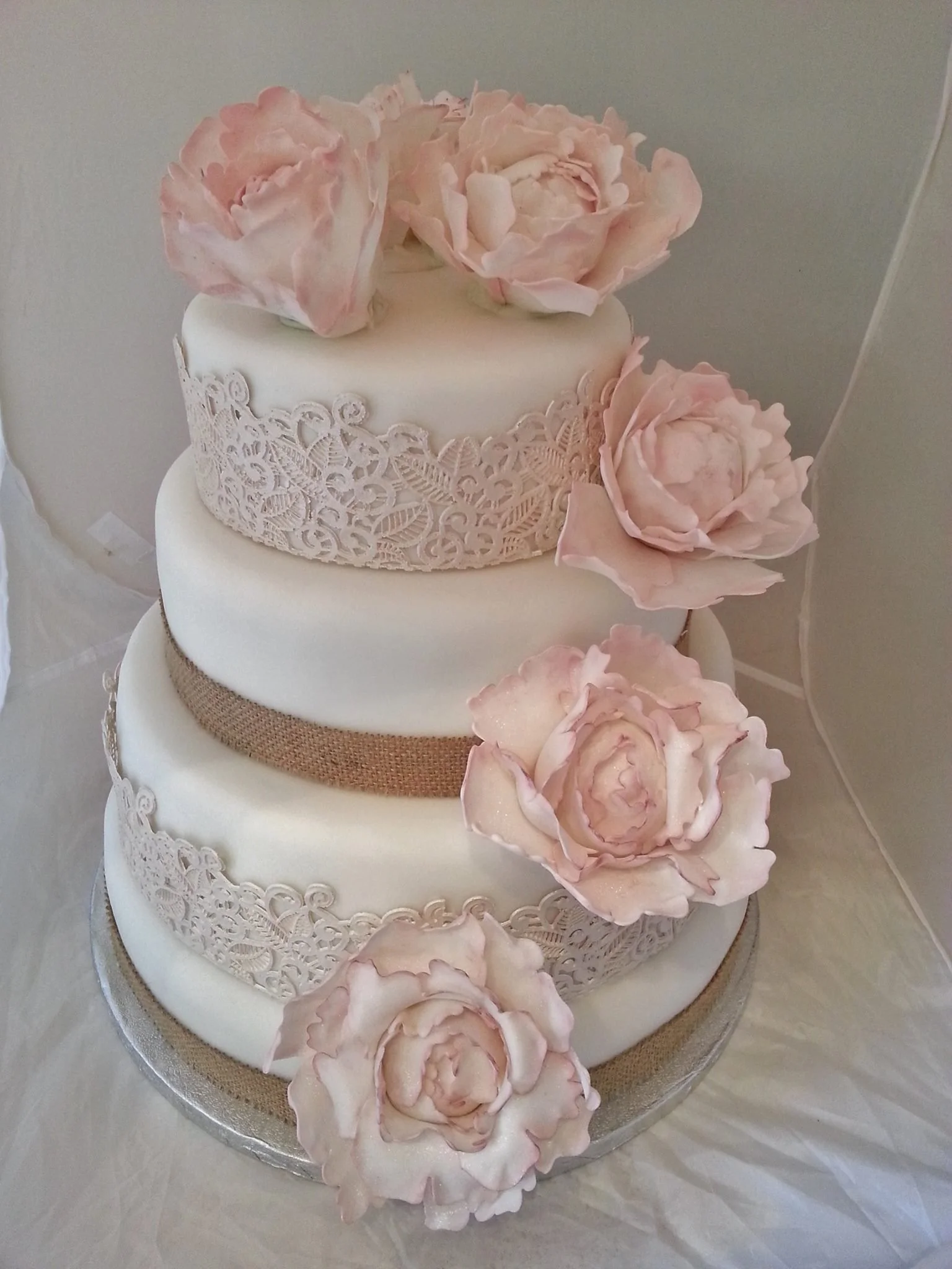 pink rose 3 tier custom wedding cake margate thanet merely jane's cakes