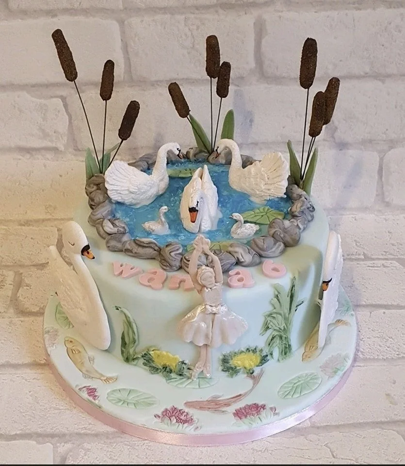 Swan lake birthday cake Merely Janes Cakes
