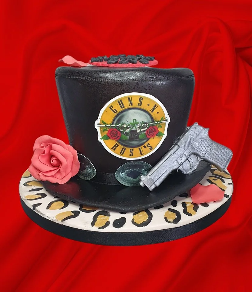 Guns and Roses custom birthday cake Merely Janes Cakes